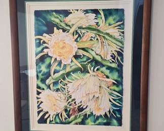 Night blooming Cereus flowers - Watercolor by Alexis - 42" x 35"