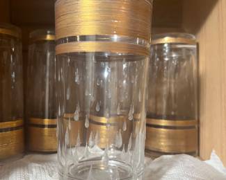 Mid Century Highball Glasses w/22k Spun Gold