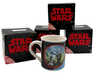 3079 - Four 1989 Star Wars R2D2 & Wicket Mugs