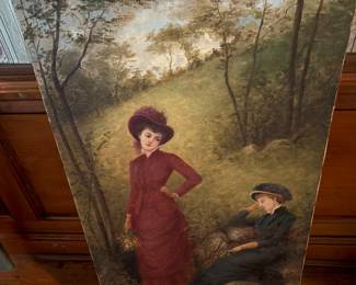 Oil painting without frame. Beautiful art work thru the house
