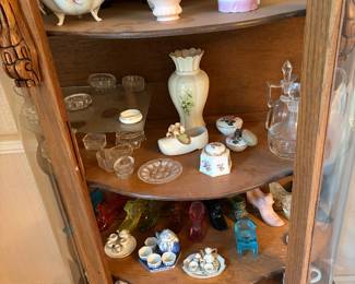 Miniatures & salt cellars.... trinkets ,,, of course Fenton shoes