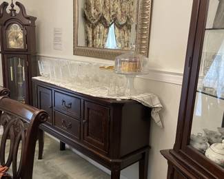 Dark wood buffet table
