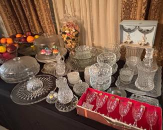 Crystal and cut glass serving pieces