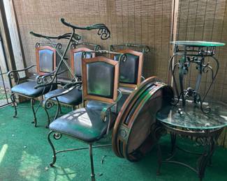 Glass accent tables, round wood dining table & 4 chairs (needs assembly)