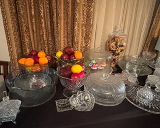 Crystal and cut glass serving pieces