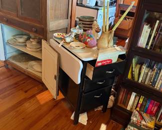 Fantastic enameled metal industrial cart with drawers