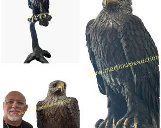 6 ft tal American Bald Eagle bronze signed S. David