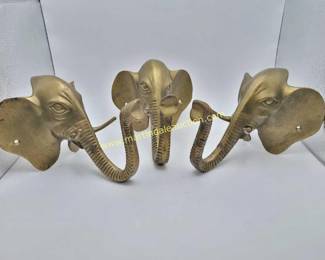 MCM brass elephant wall hangers 