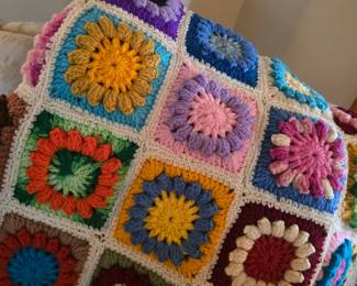 1960s handmade knitted quilt