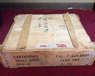 1 Sealed Crate Military Surplus 7.62x39mm ammo (1200 rounds) @ $1,000