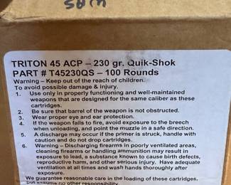 4 boxes Vintage Collectible Triton .45 Quik-Shok 100 rounds @ $80 each