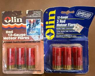 Vintage Olin 12 ga Red Meteor Flares @ $10 per 3-pk