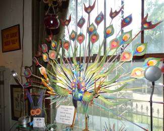 This Huge Aoxacan WOoden Peacock is Made w/ 88 Individual Pieces - Masterfully Hand Decorated and Spans Over 3 Feet !