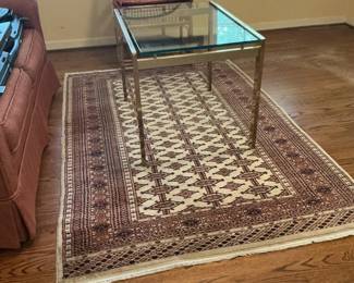 Oriental Rug, Chrome & Glass Table, Brighton Pavillion Style Chair