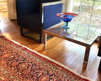 Joseph Hoffman Club Chair, Rattan & Chrome Table