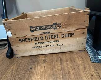 One of dozens of wooden crates