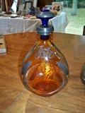 sterling overlay amber and colbalt decanters