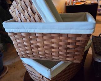 Longaberger Rectangular Woven Baskets with Fabric Liners