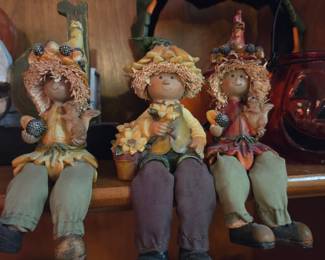 Set of Three Autumn Harvest Shelf-Sitter Figurines