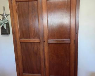 Antique Walnut Two-Door Wardrobe with Base Drawers