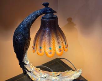 Art Nouveau Style Peacock Table Lamp