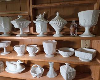 Collection of Vintage Milk Glass Decorative Pieces