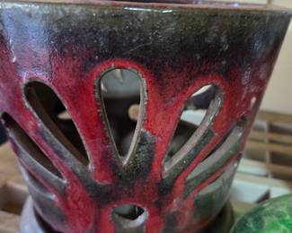 Vintage Glazed Ceramic Orchid Pot