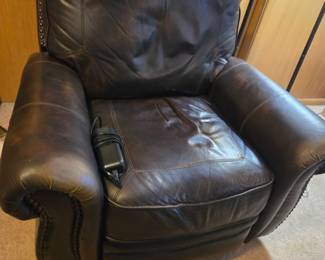 Leather Power Recliner with Nailhead Trim