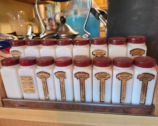 Vintage 16-Piece Griffiths Laboratories Milk Glass Spice Set
