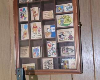 Vintage Winnie the Pooh and Cartoon Rubber Stamp Collection in Display Case