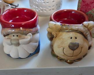Ceramic Santa and Reindeer Votive Candle Holders