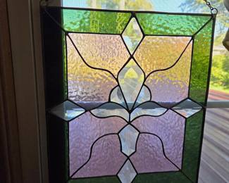 Stained Glass Floral Motif Window Hanging