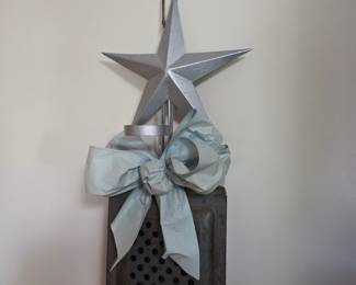 Vintage Metal Grater Wall Sconce with Star Accent