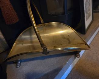 Vintage Brass Fireplace Log Trug