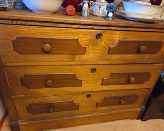 Victorian Era Oak Three-Drawer Chest