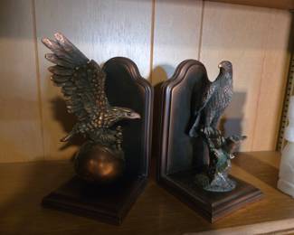 Vintage Bronze-Finished Eagle Bookends