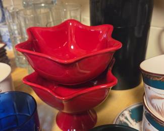 Fiesta Red Pedestal Bowls