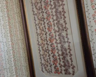 Vintage Floral Embroidered Textile Art