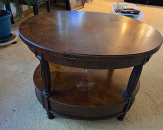 Vintage Round Two-Tier Drum Side Table