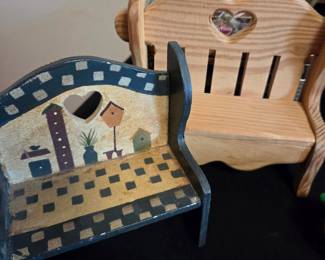 Pair of Decorative Miniature Wooden Benches