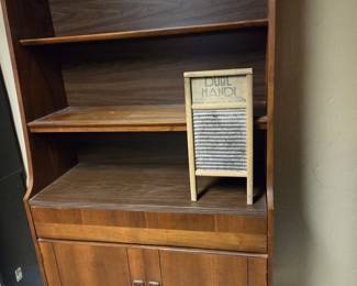 Mid-Century Modern Hutch and Vintage Dubl Handi Washboard