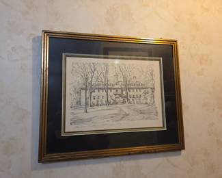Vintage Charles H. Overly Print of The Wren Building, Williamsburg, Virginia