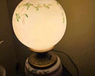 Vintage Hand-Painted Milk Glass 'Gone With the Wind' Style Parlor Lamp