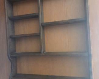 Vintage Wooden Wall-Mounted Display Shelf with Pegs