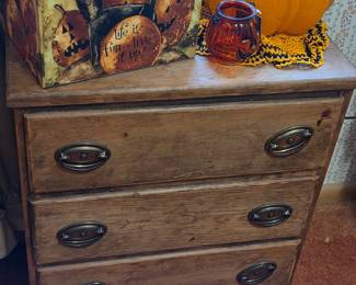Vintage Pine Three-Drawer Nightstand