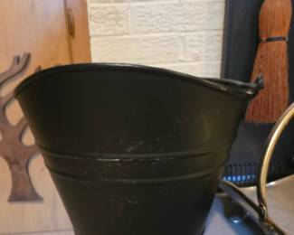 Vintage Black Metal Coal Scuttle