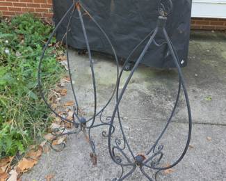 Pair of Vintage Wrought Iron Garden Obelisks