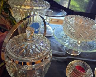 Vintage Cut Glass and Metal Serveware Collection
