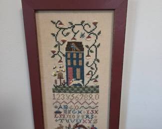 Vintage Folk Art Style Sampler Cross Stitch