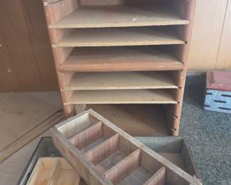 Vintage Wooden Desktop Organizer and Sorting Tray Set